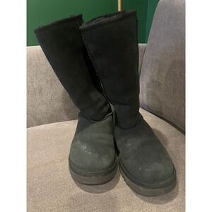 UGG Australia Black Suede Classic Tall Boots Women's US Size 7 Warm Winter